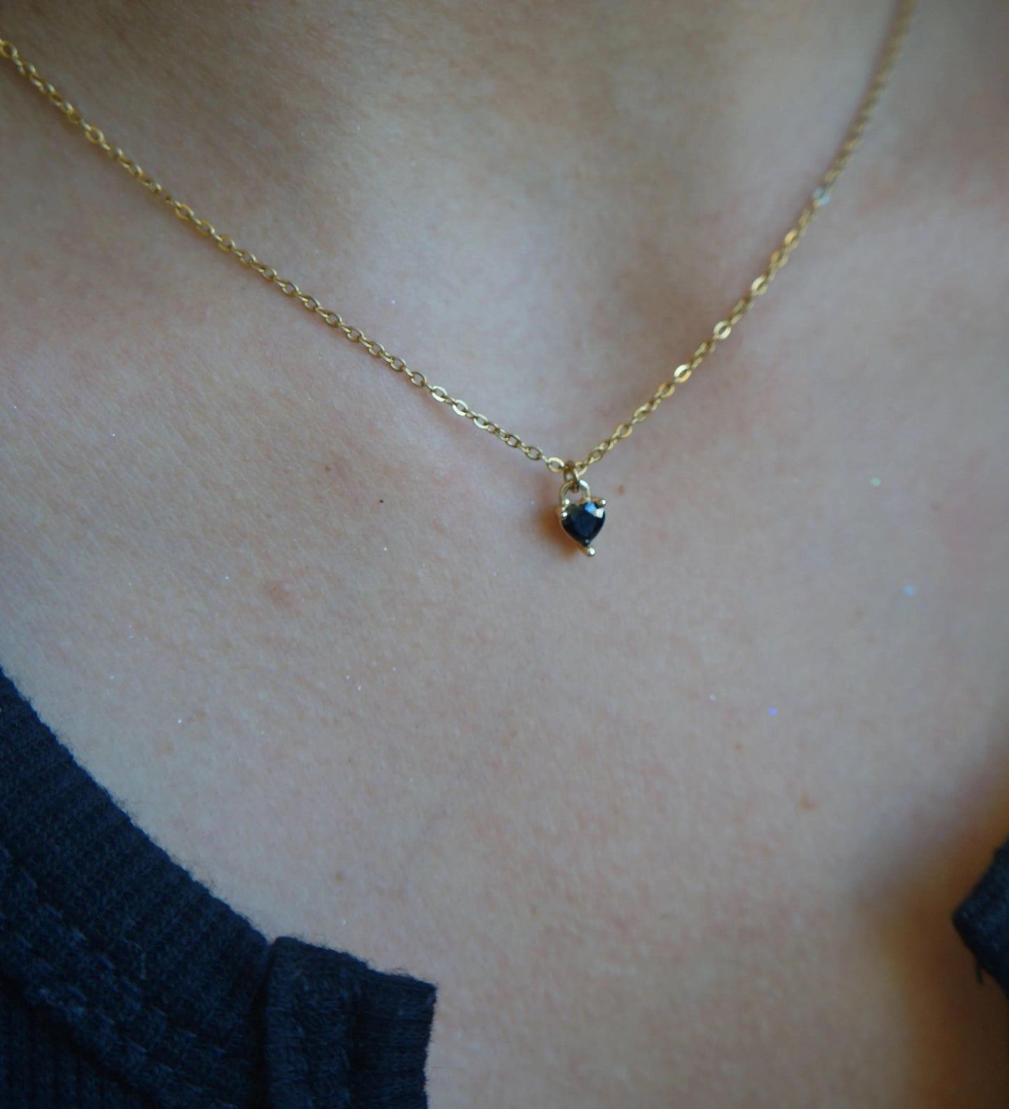 Tiny Heart Necklace Dainty Black Heart Necklace Minimalist Heart Necklace Tiny Simple Heart Necklace Layering Necklace