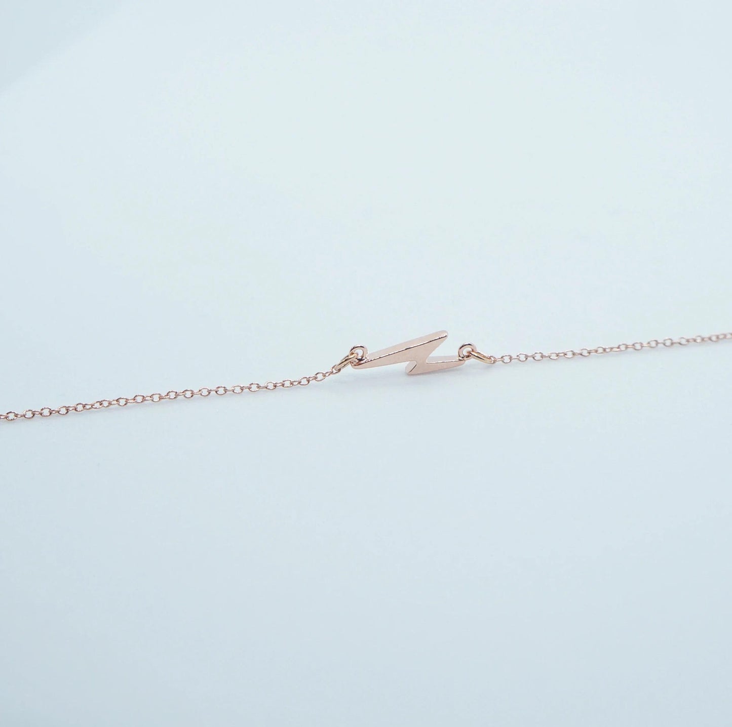 Lightning Bolt Friendship Necklace Gift Rose Gold Minimal Necklace Asymmetrical Small Thunderbolt Charm Necklace