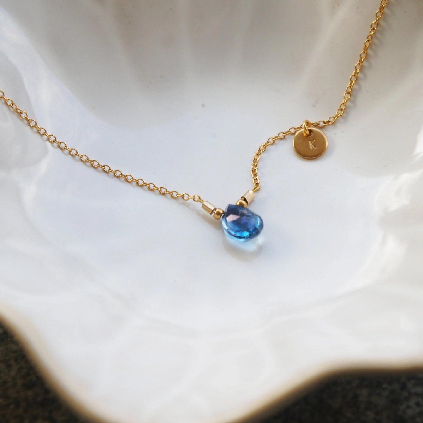 Quartz Briolette Bracelet, Gold Chain, Anniversary Gift, Blue Stone Jewelry, Blue Quartz, Handmade Sparkly Stone Briolette