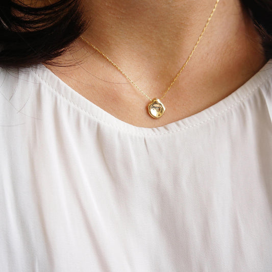 Delicate Gold Coin Charm Necklace Simple Classic Aesthetic Necklace Gold Everyday Necklace For Woman Gold Charm Girlfriend Gift Idea