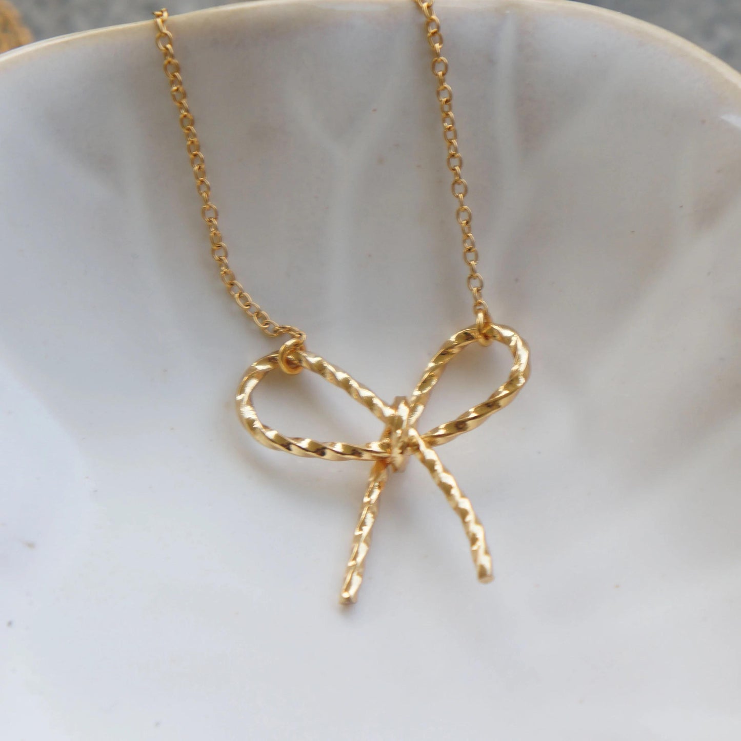 Gold Bow Charm Necklace, Delicate Pendant, Cute Gift For Her, Everyday Jewelry, Elegant Necklace, Bow Charm Necklace Anniversary Gift Woman