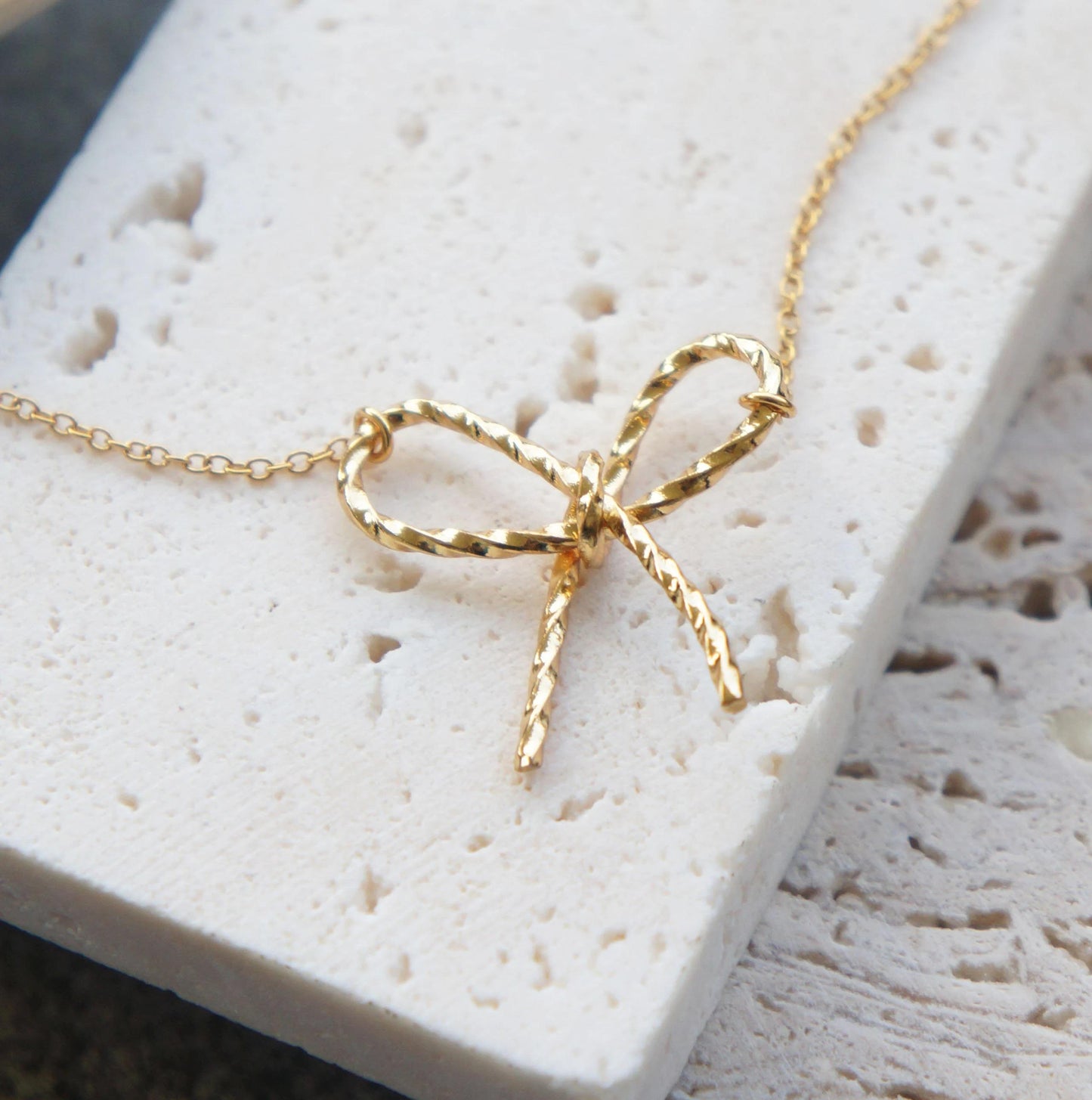 Gold Bow Charm Necklace, Delicate Pendant, Cute Gift For Her, Everyday Jewelry, Elegant Necklace, Bow Charm Necklace Anniversary Gift Woman