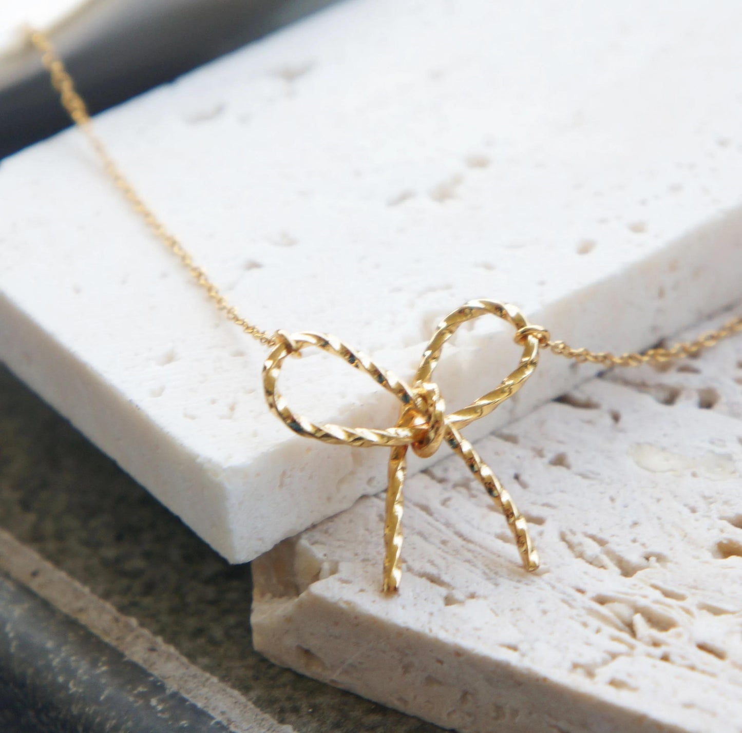 Gold Bow Charm Necklace, Delicate Pendant, Cute Gift For Her, Everyday Jewelry, Elegant Necklace, Bow Charm Necklace Anniversary Gift Woman