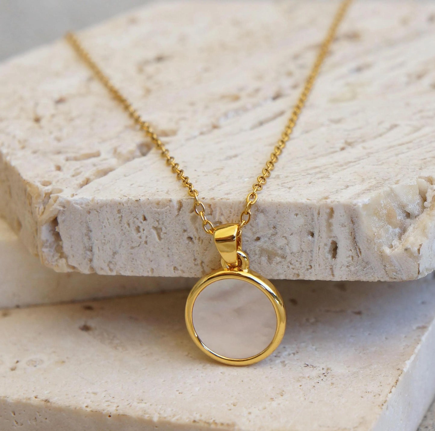 Gold Coin Pearl Necklace, Dainty Charm Pendant, Mother of Pearl Accent, Elegant Gift Idea, Delicate Jewelry Gift for Her Disc pearl