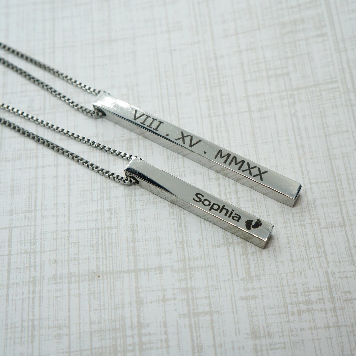 Personalized Man Bar Necklace 4 Sided Vertical Bar Necklace Coordinates Name Necklace for Men Engraved Necklace for Boyfriend Husband