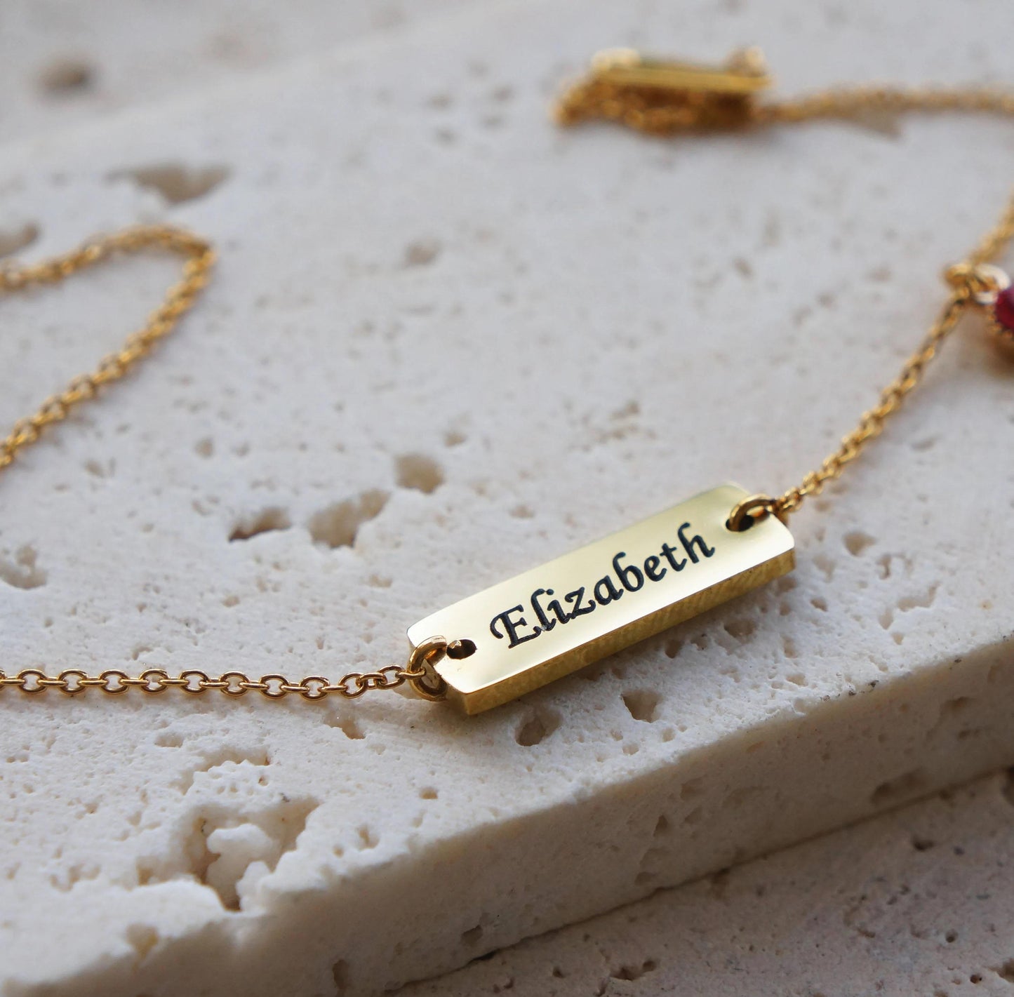 Dainty Gold Stainless Steel Name Bracelet, Custom Engraved Jewelry, Personalized Gift for Her, Custom, Birthstone Bracelet