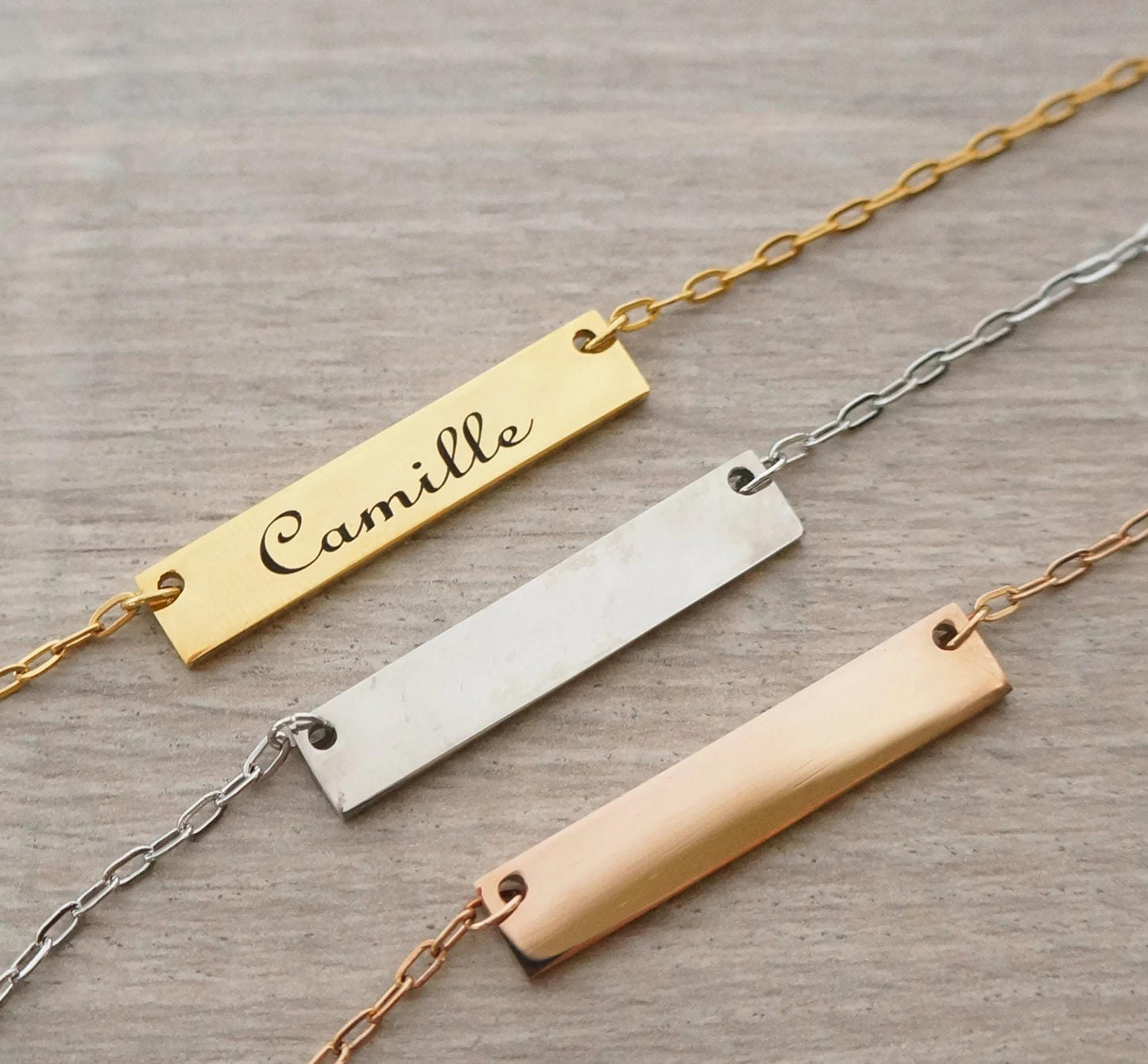 Name Bar Necklace Engraved Personalized Necklace for Her Gift for Mother Custom Made Paper Clip Chain Necklace