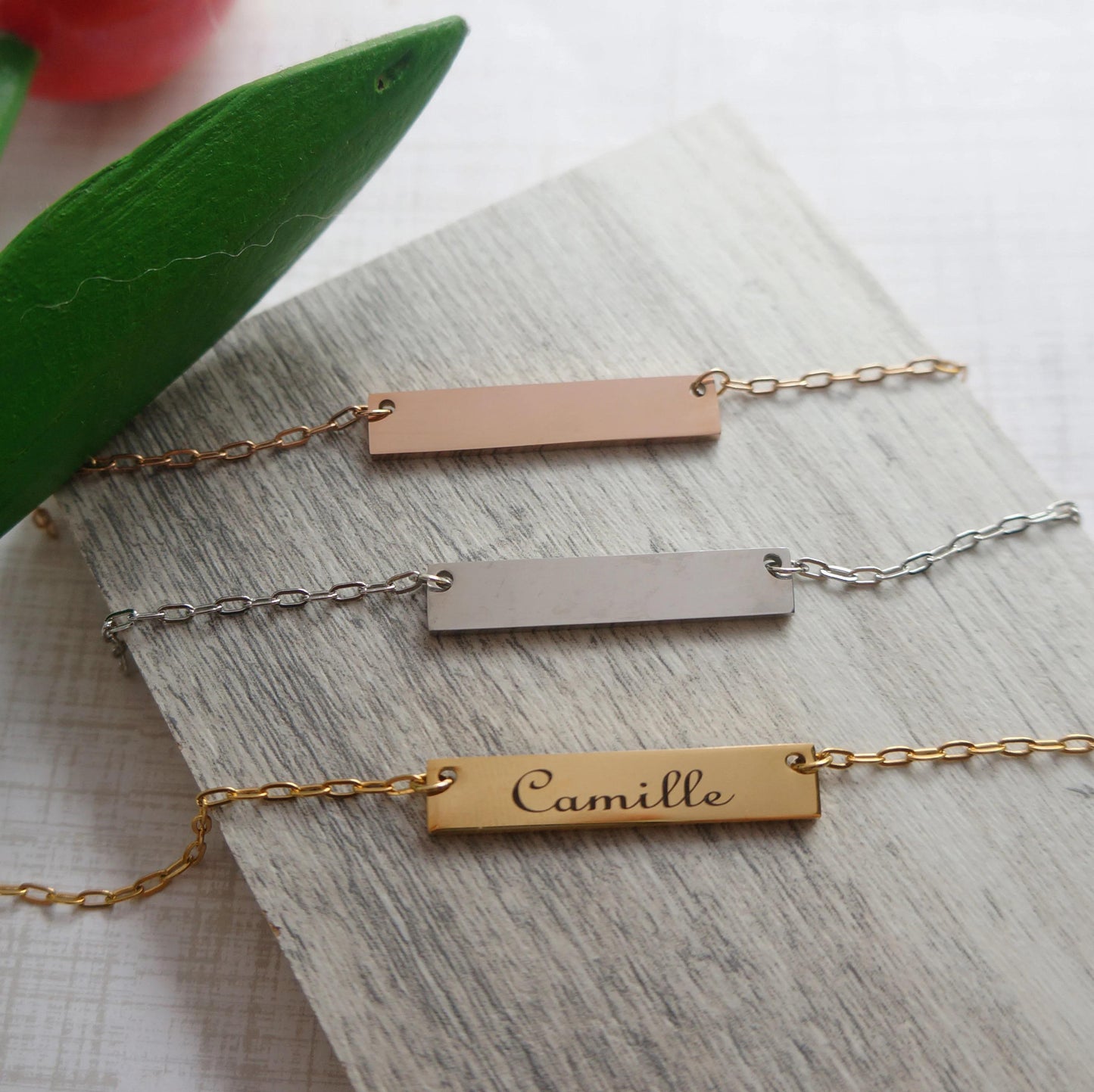 Name Bar Necklace Engraved Personalized Necklace for Her Gift for Mother Custom Made Paper Clip Chain Necklace