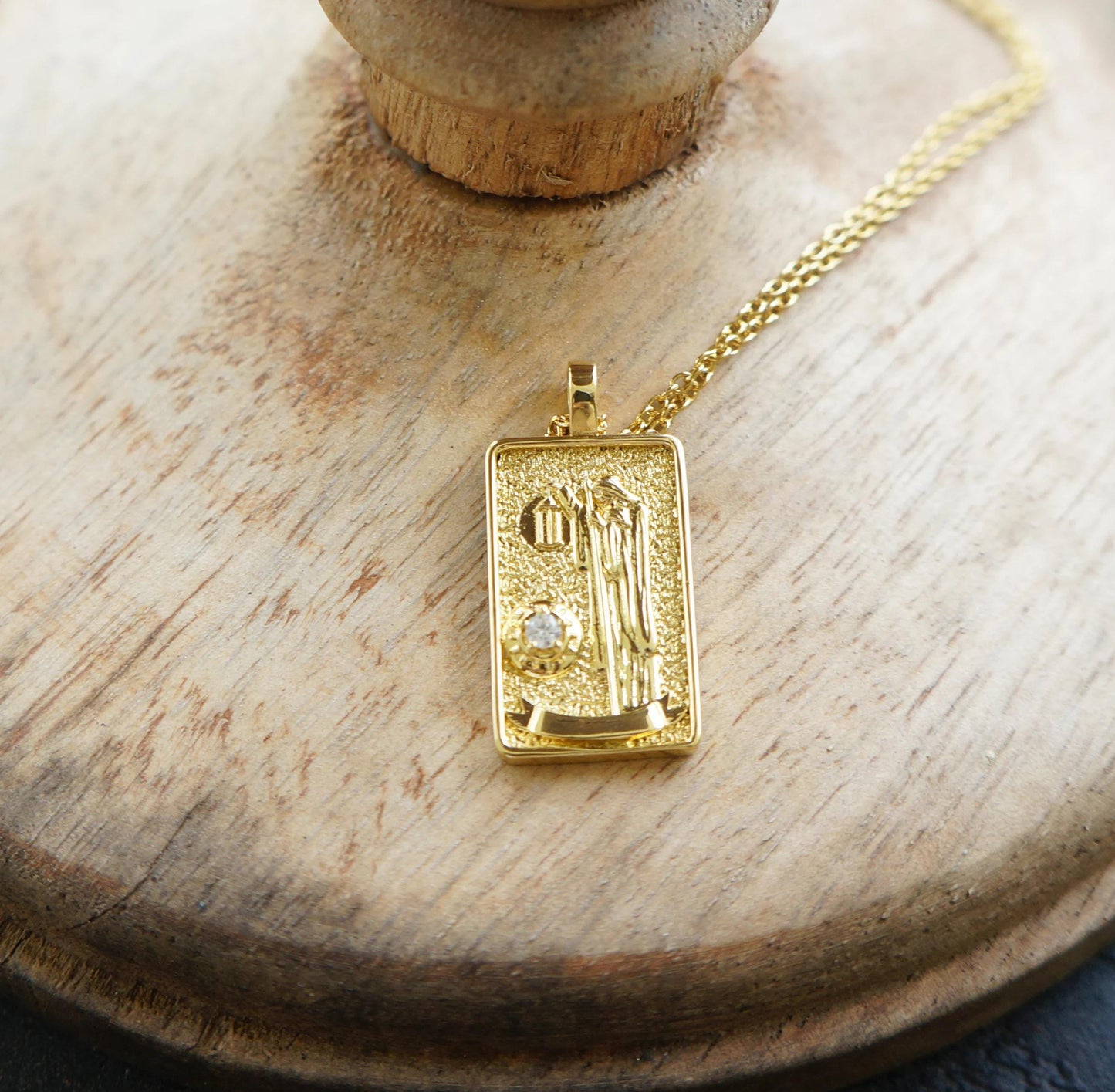 Gold Tarot Necklace The Hermit Tarot Card Necklace Intuition Amulet Necklace for Women Gift for Her Tarot Reader Necklace