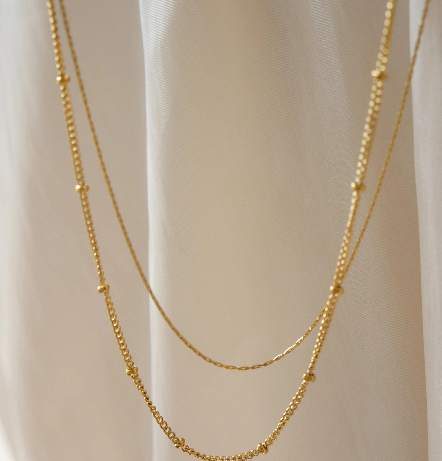 Ultra Dainty Gold Minimal Chains DUAL Necklace Aesthetic Jewelry Delicate Gold Chains Simple Minimalist Gold Necklace Gift for Women