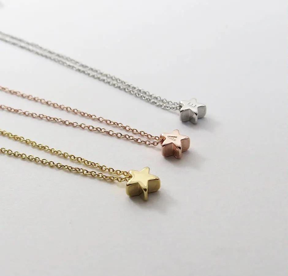 Tiny STAR Personalized Necklace with Card Initial Necklace Dainty Necklace Bridesmaid Gift Wedding Bridal Shower Celestial Gift for Women