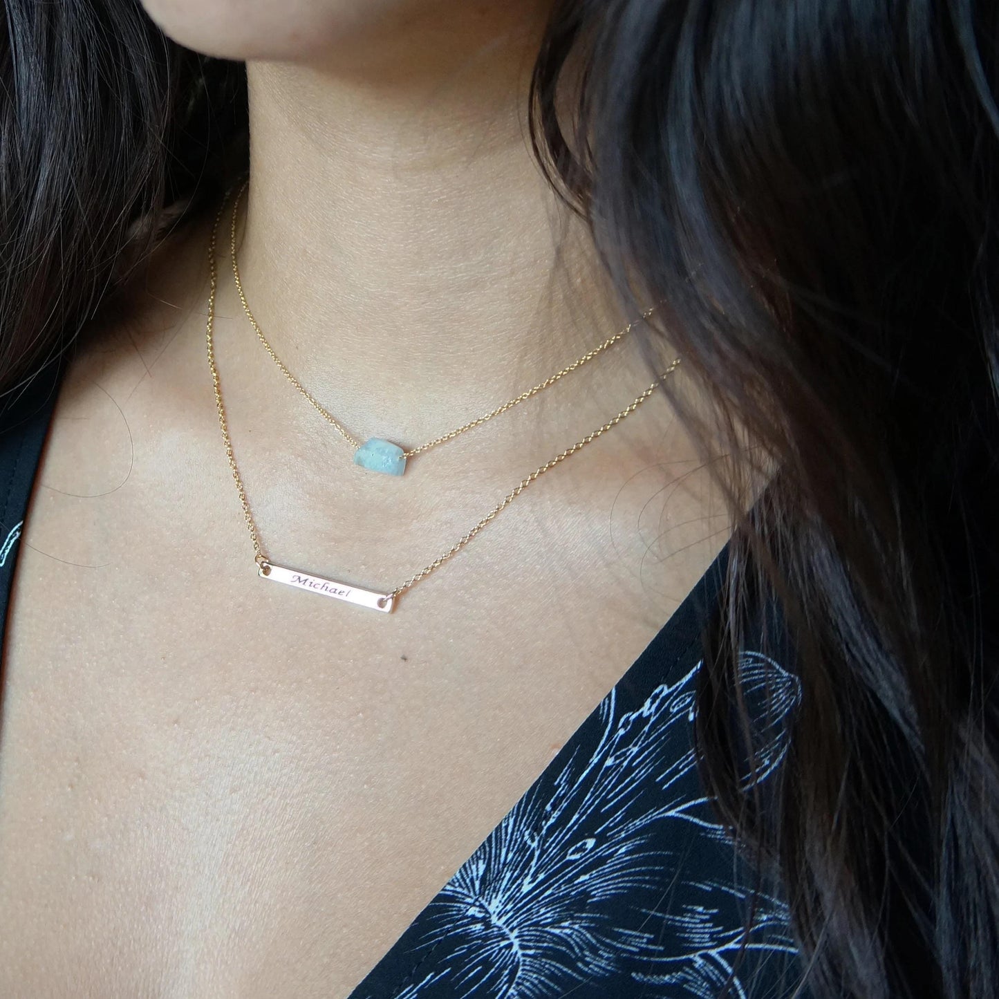 Delicate Thin Bar Necklace Name Necklace Gift for Women Engraved Personalized Necklace Dainty Minimal Bar Necklace Name Jewelry