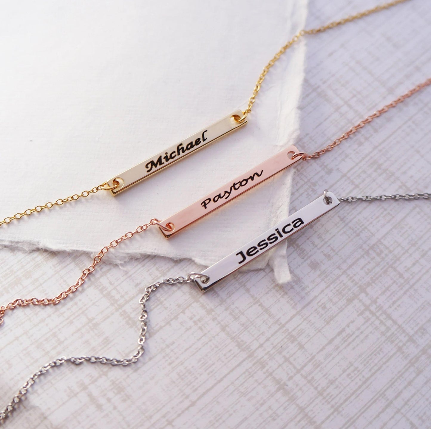 Delicate Thin Bar Necklace Name Necklace Gift for Women Engraved Personalized Necklace Dainty Minimal Bar Necklace Name Jewelry