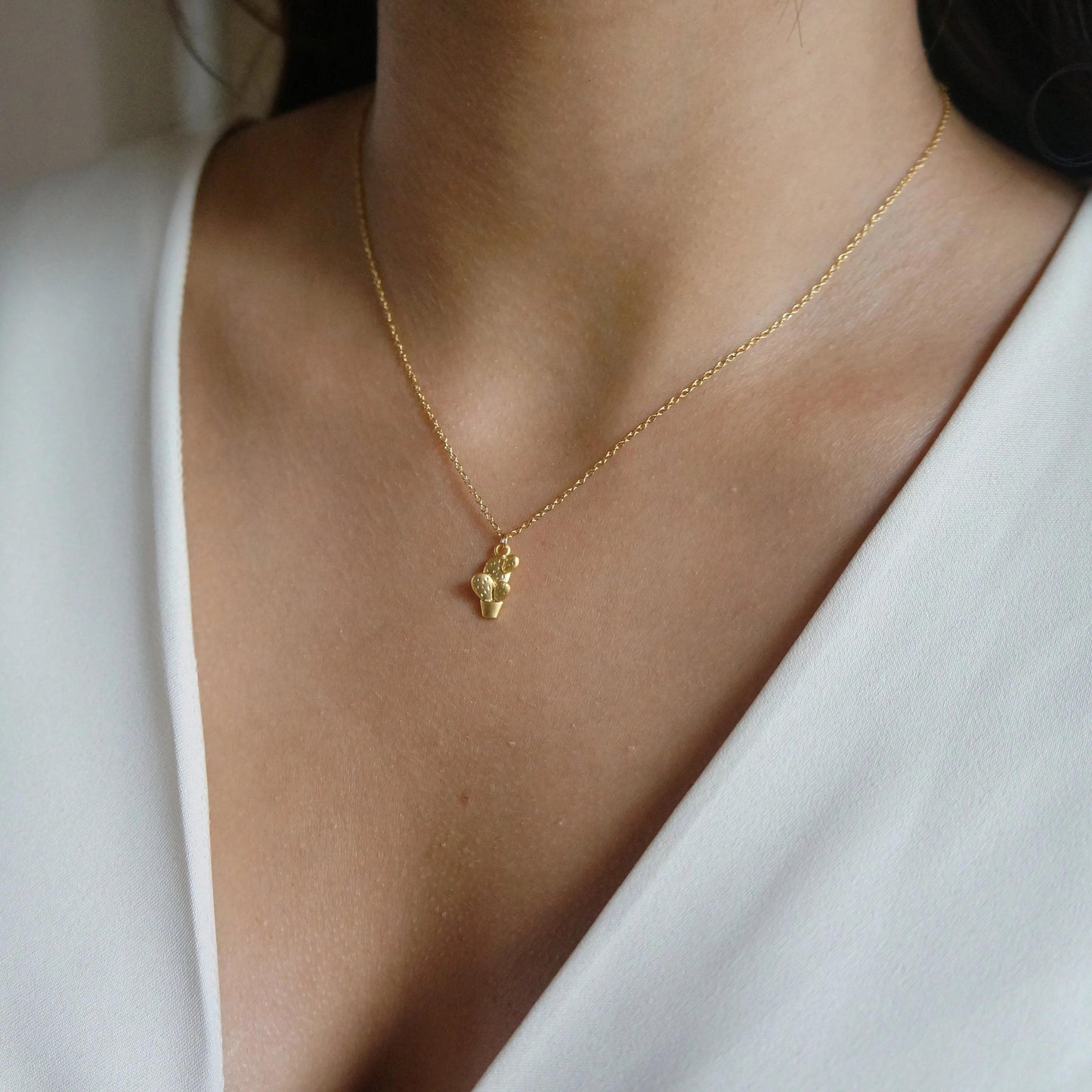 Tiny Cactus Necklace We Stick Together Necklace Dainty Jewelry Best Friend Gift Necklace Gift for Her Delicate Layered Necklace Minimalist