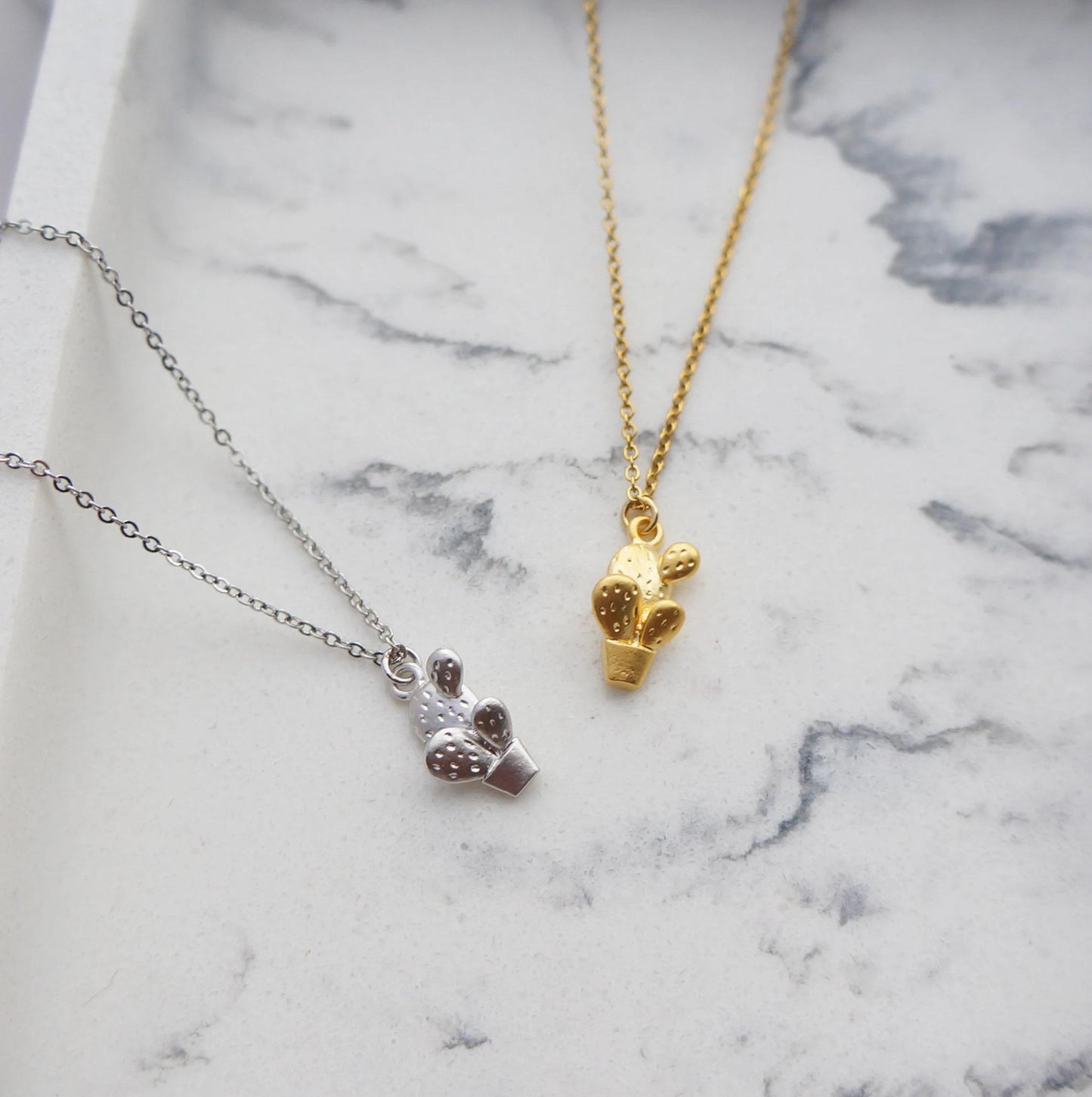 Tiny Cactus Necklace We Stick Together Necklace Dainty Jewelry Best Friend Gift Necklace Gift for Her Delicate Layered Necklace Minimalist