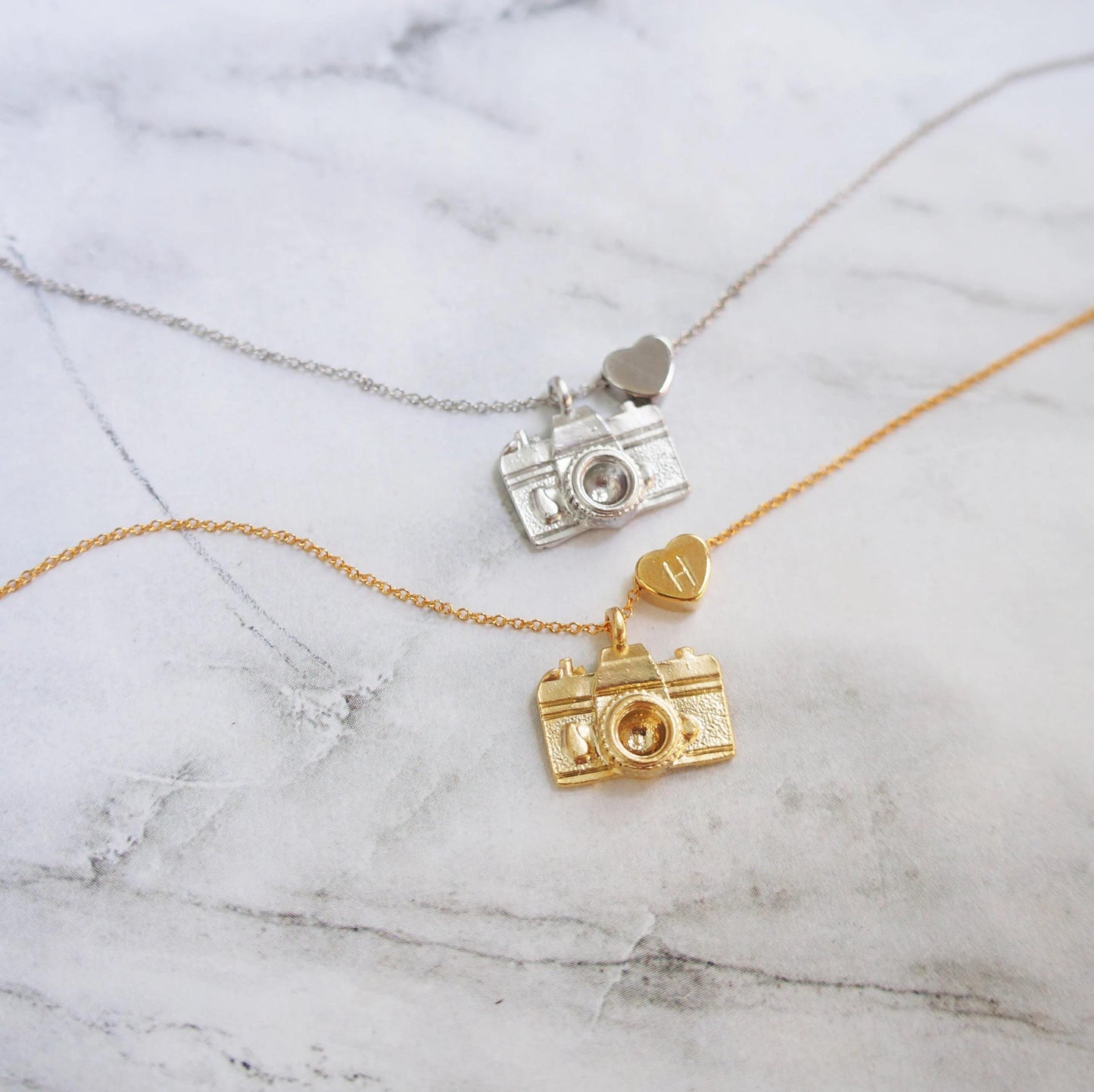 Camera Personalized Necklace Gold Charm Necklace Camera Necklace Best Friend Gift Silver Necklace Graduation Gift Custom Heart Necklace