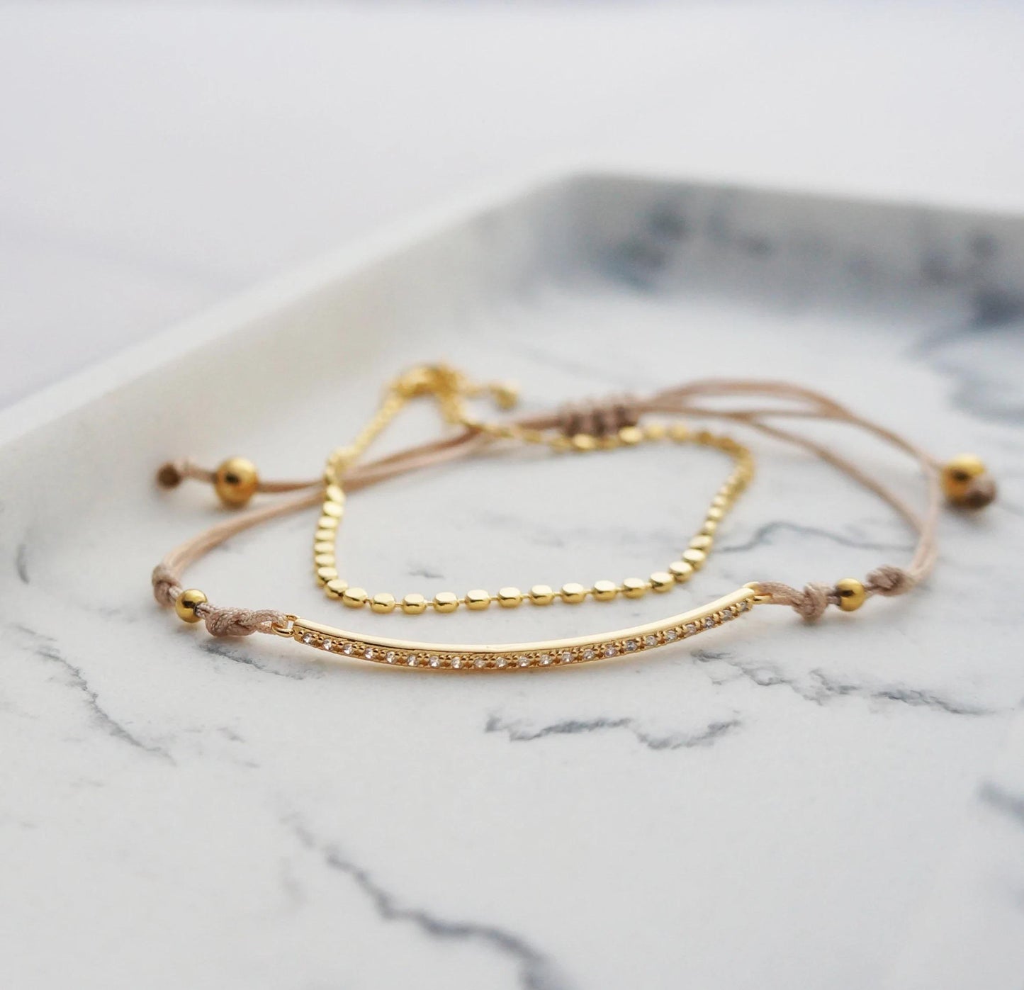 Dainty Bracelet Set Layering Bracelets Gold Bracelet Sets for Bridesmaids Friendship Chain Cord Bracelet Adjustable Delicate Beaded Chain