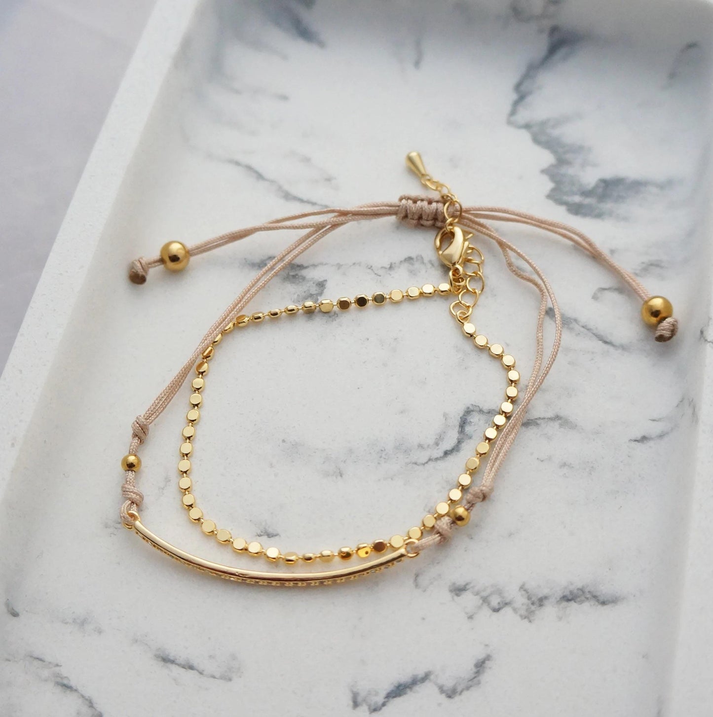 Dainty Bracelet Set Layering Bracelets Gold Bracelet Sets for Bridesmaids Friendship Chain Cord Bracelet Adjustable Delicate Beaded Chain