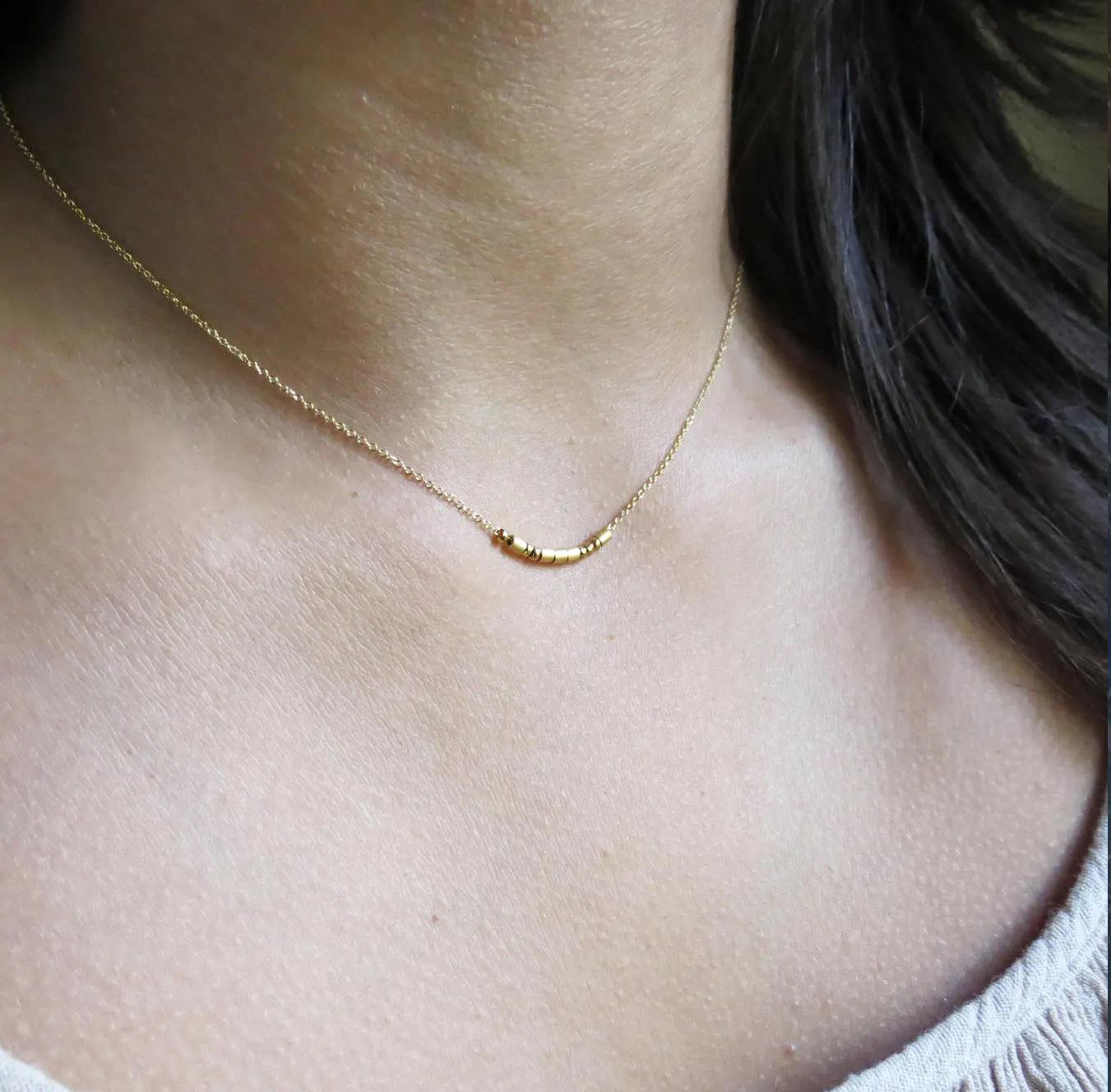 Morse Code Dainty Necklace CUSTOM Personalized Necklace Bridesmaids Gift Gold Necklace Bridal Shower Wedding Mother of the Bride Secret Word