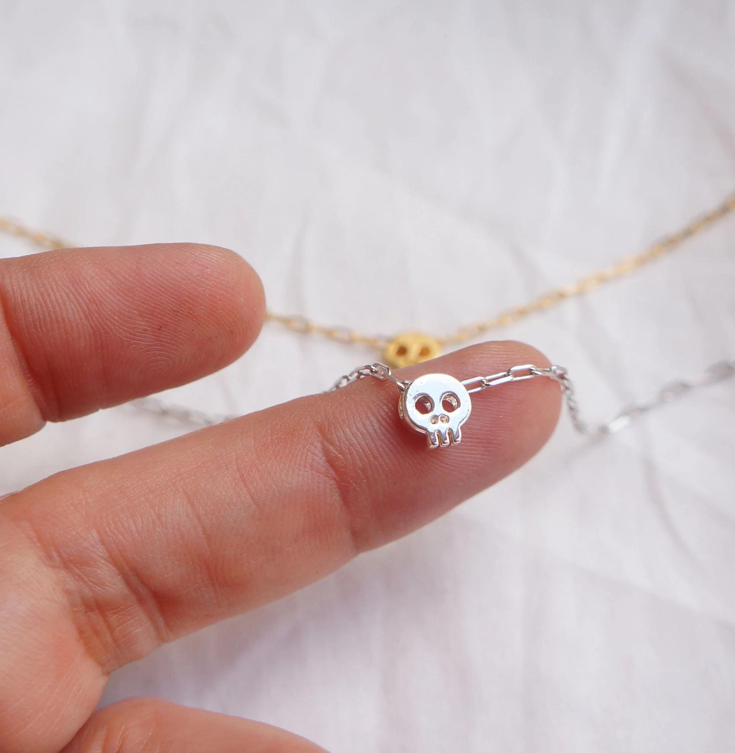 Tiny Skull Necklace Gift for Women Minimalist Cute Charm Necklace Skeleton Friendship Necklace Sister Gift Minimal Dainty Necklace