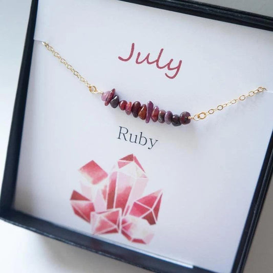 Delicate Ruby Necklace Raw Dainty Gemstone Necklace 14kt Gold Fill/Sterling Silver Optional July Birthstone Personalized Necklace for Mom