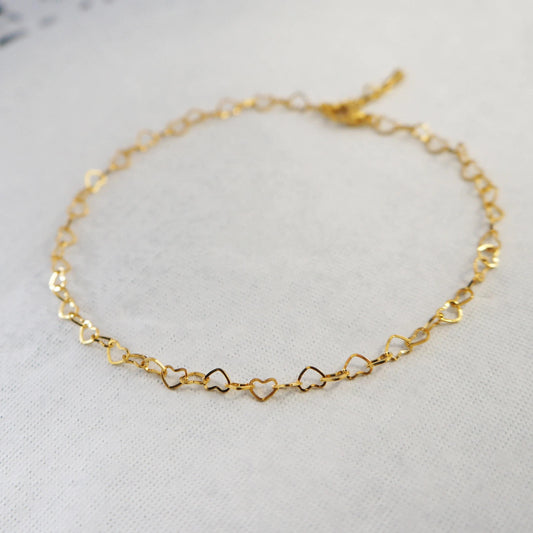 Tiny Gold Hearts Anklet Bracelet Dainty Chain Anklet Small Hearts Anklet Gift for Sisters Travel Jewelry Body Jewelry Anklet