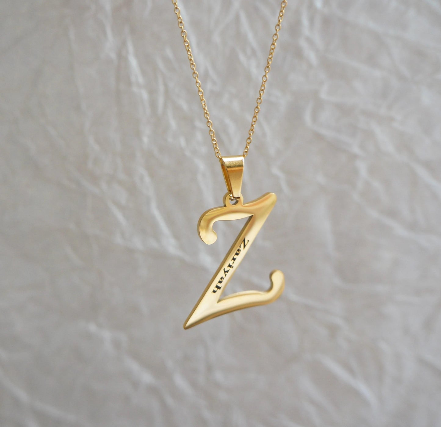 Letter Pendant Gold Necklace, Custom Initial Jewelry, Personalized Large Charm, Statement Necklace Gift for Her