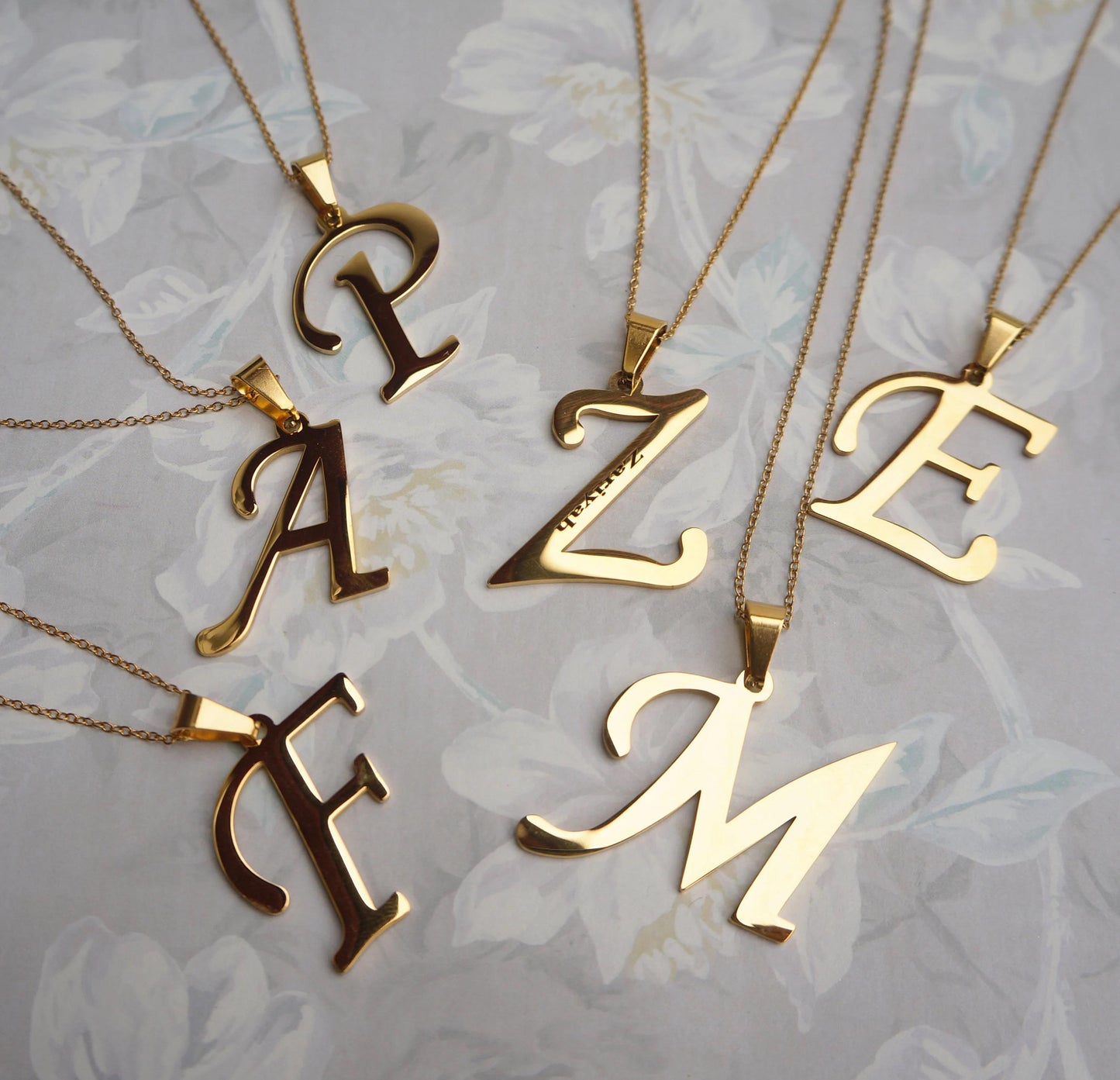 Letter Pendant Gold Necklace, Custom Initial Jewelry, Personalized Large Charm, Statement Necklace Gift for Her