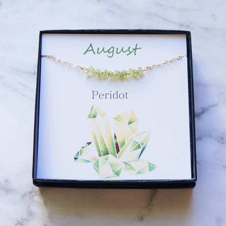 Peridot Necklace August Birthstone Personalized Gift Necklace Green Peridot Delicate Gold Necklace Hand Beaded Gemstone Necklace