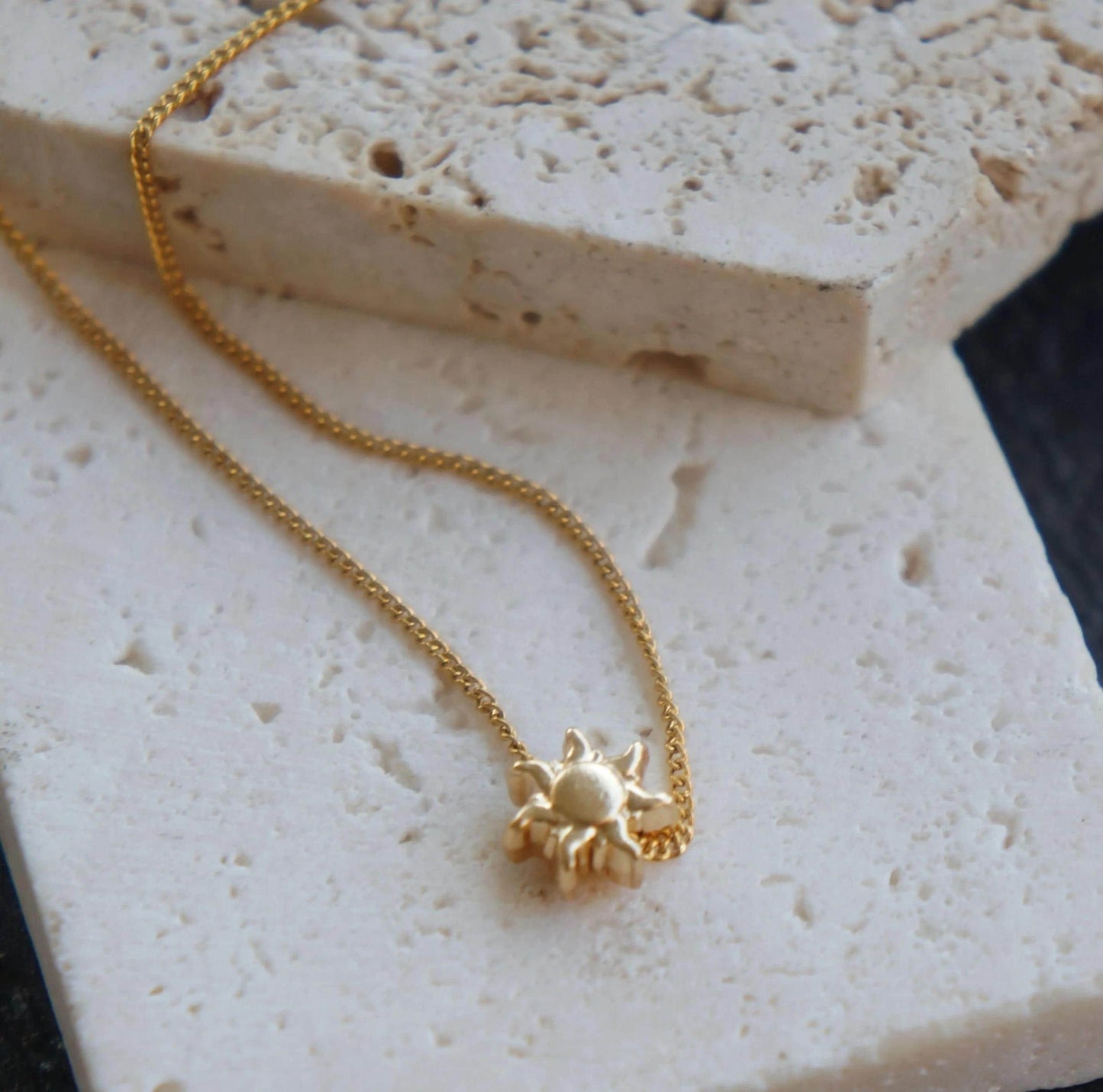 Dainty Gold Necklace Sun Bead Charm, Delicate Chain, Small Gift, Cute, Gift for Her, Tiny Gold Necklace, Jewelry, Necklace for Woman