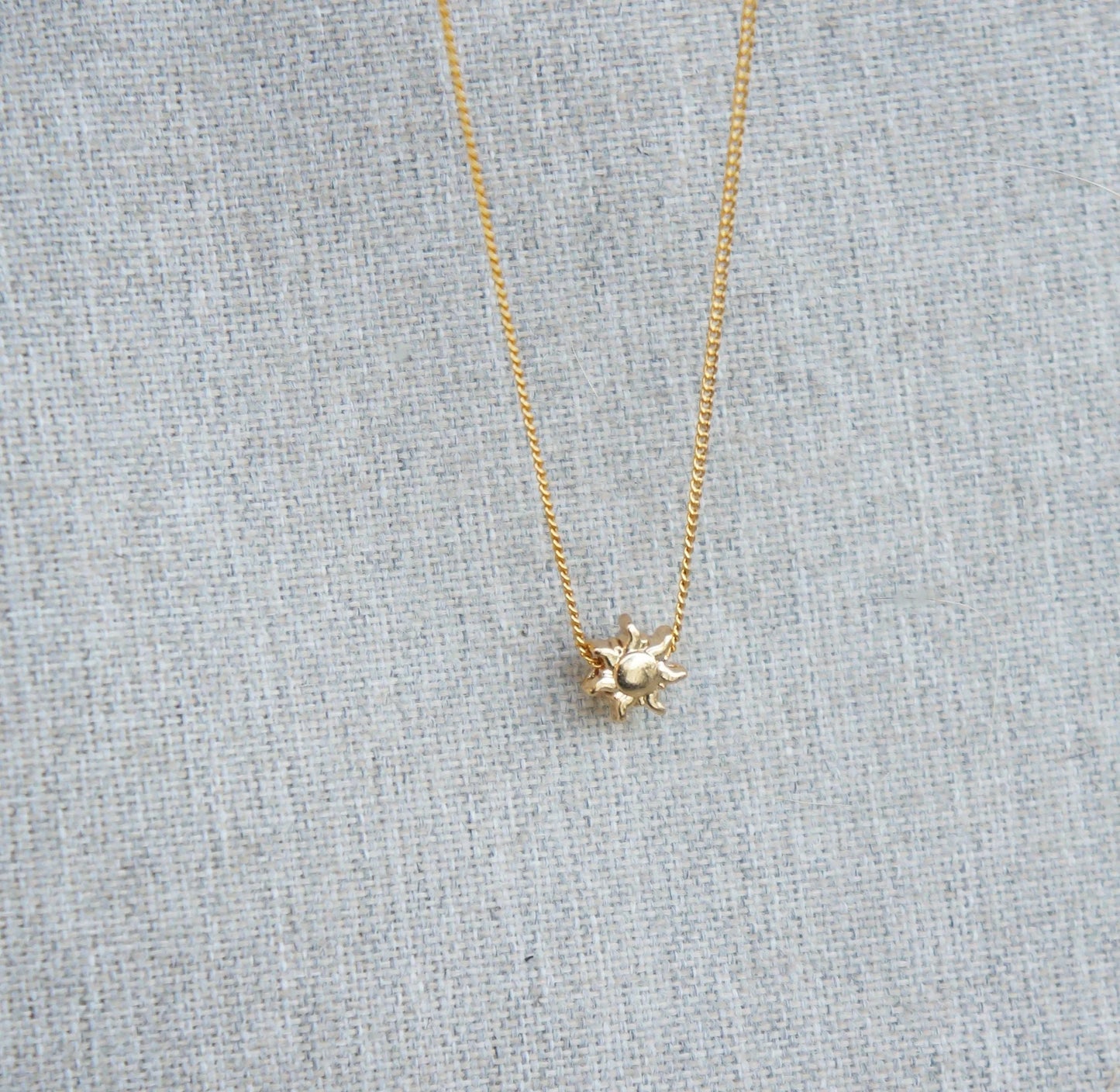 Dainty Gold Necklace Sun Bead Charm, Delicate Chain, Small Gift, Cute, Gift for Her, Tiny Gold Necklace, Jewelry, Necklace for Woman