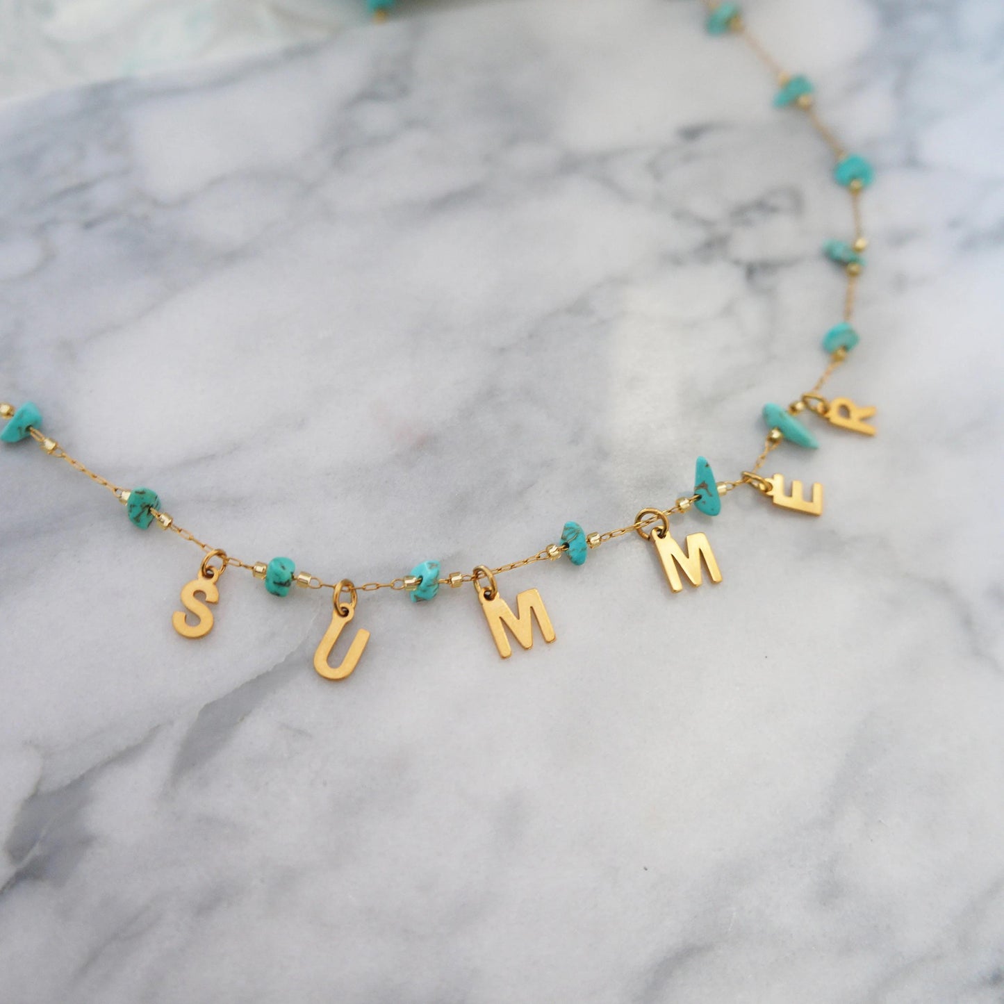 Initial Necklace Turquoise Beaded Necklace Personalized Necklace Tribe Friendship Necklace Custom Gold Necklace Birthday Gift for Women