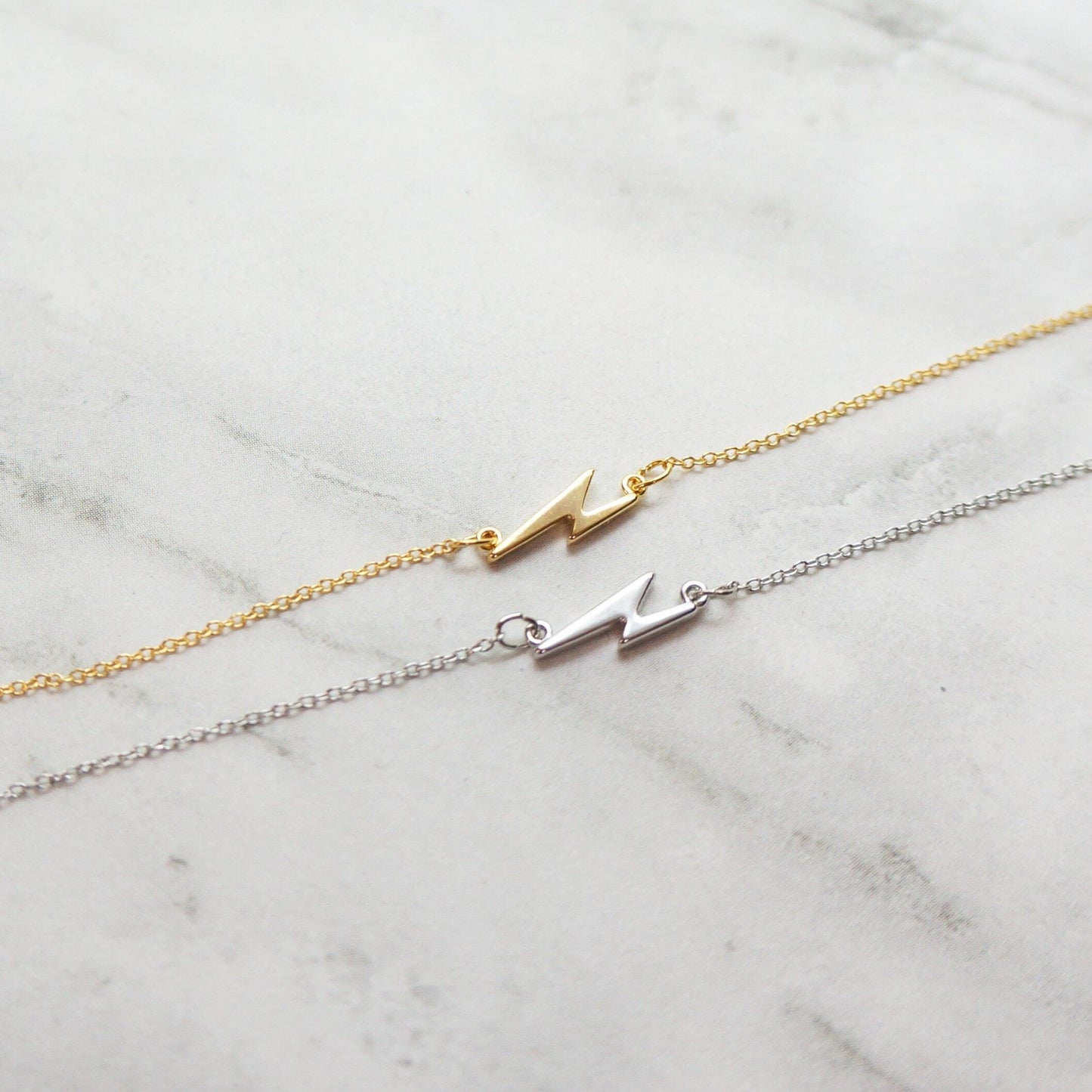 Tiny Lightning Bolt Necklace Card SET Sentimental Gift Small Thunderbolt Gold Charm Necklace Outline Dainty Necklace Best Friend Gift Idea