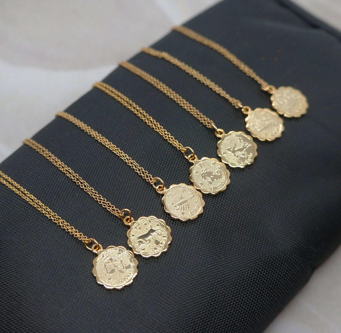 Coin Necklace Coin Zodiac Necklace Charm Necklace Virgo Necklace Aries Necklace Capricorn Necklace Scorpio Necklace Delicate Layer Necklace