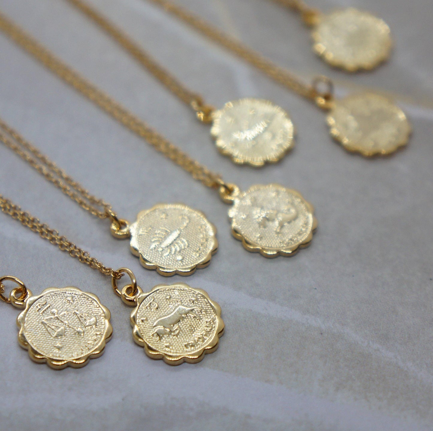 Coin Necklace Coin Zodiac Necklace Charm Necklace Virgo Necklace Aries Necklace Capricorn Necklace Scorpio Necklace Delicate Layer Necklace