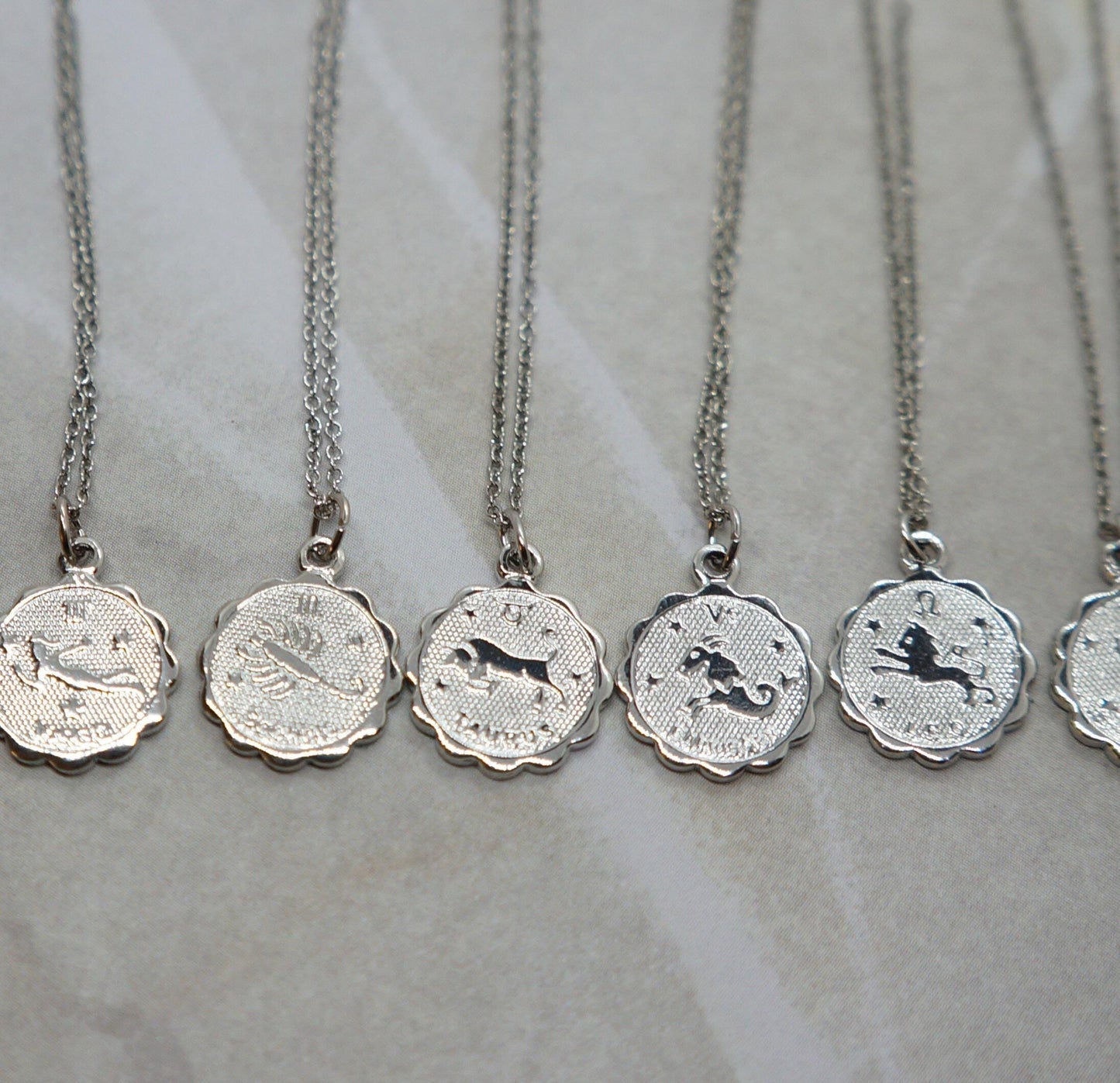 Coin Necklace Coin Zodiac Necklace Charm Necklace Virgo Necklace Aries Necklace Capricorn Necklace Scorpio Necklace Delicate Layer Necklace